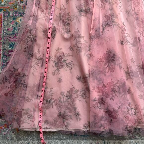Marchesa Notte Blush Pink Floral Tulle Formal Gown Maxi Dress Women’s Size 18 - Picture 7 of 12